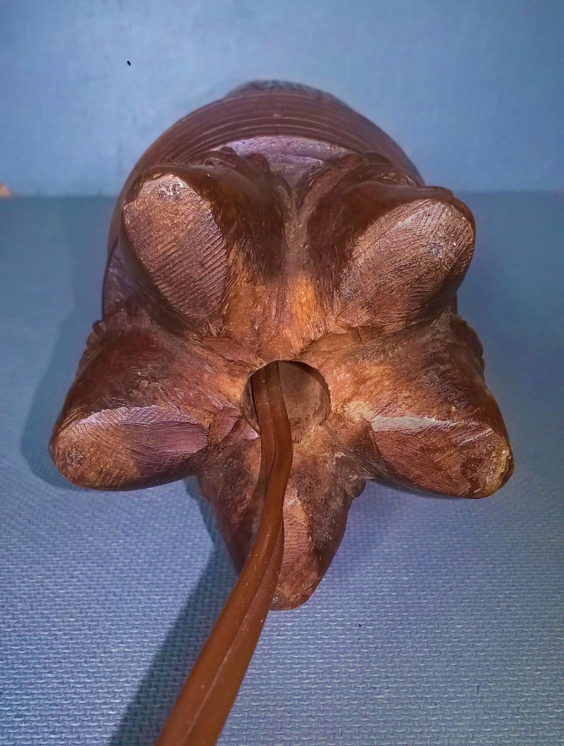 African sorghum spike lamp foot on five-faced base ~ hand carved ~ 1950s /1960