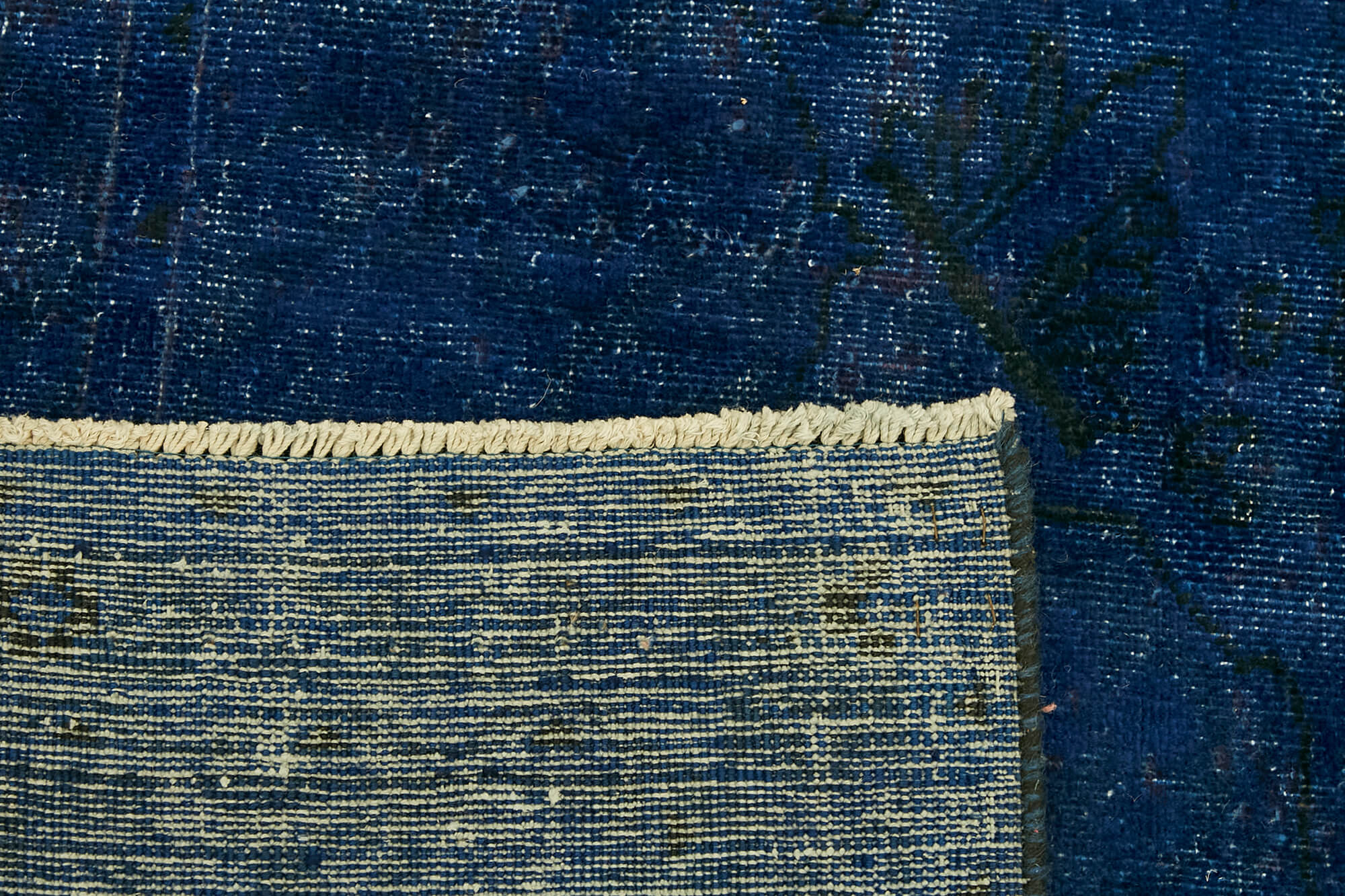 Hand-knotted anatolian vintage 1970s blue wool carpet