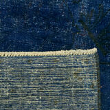 Hand-knotted anatolian vintage 1970s blue wool carpet