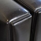 Set of 2 black sheepskin Art Deco design armchairs with high seating comfort