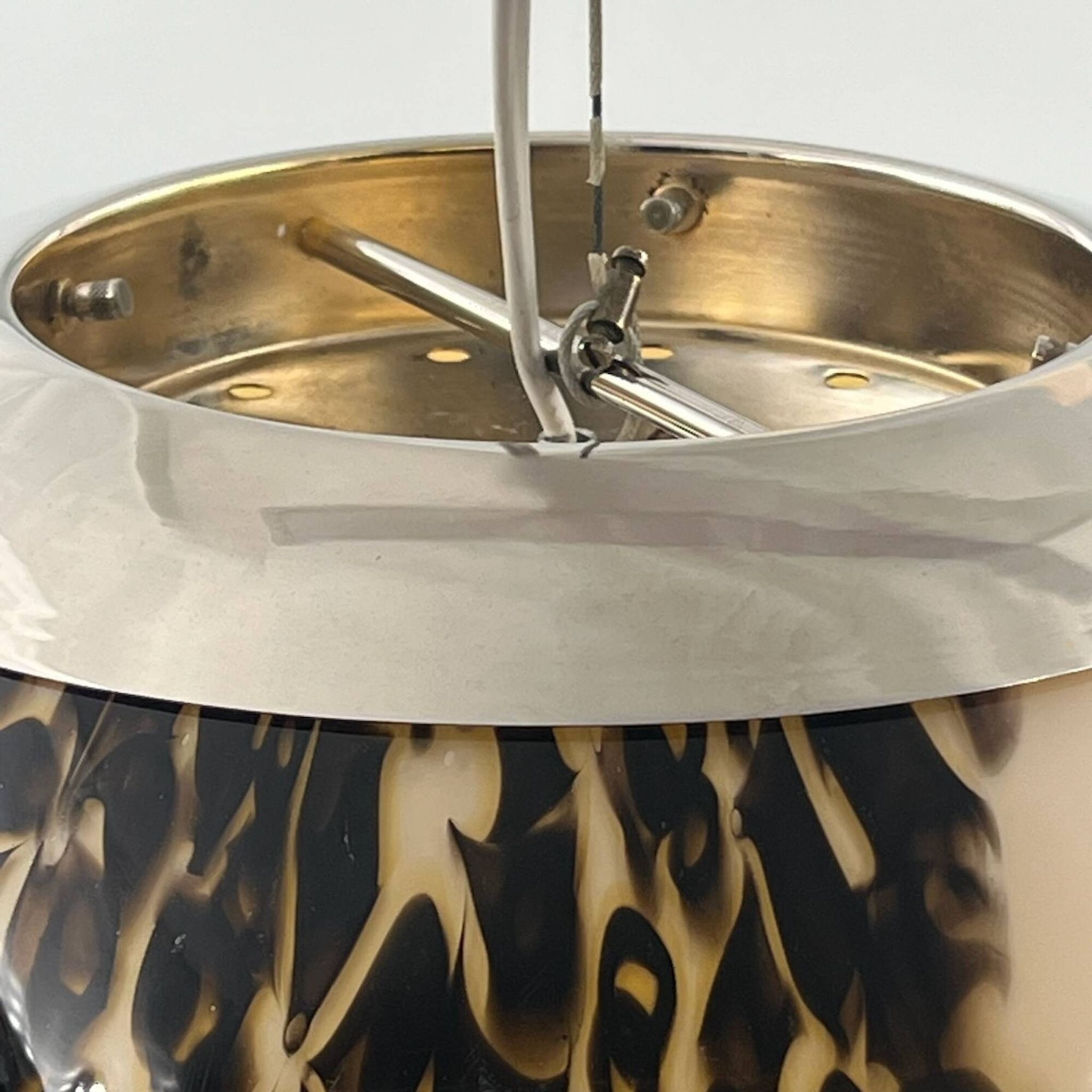 Vintage Globe Chandelier in Glass with Animal Print attributed to Angelo Brotto for Esperia, 1960s