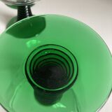 6 Verres à pied ondulés vert vintage