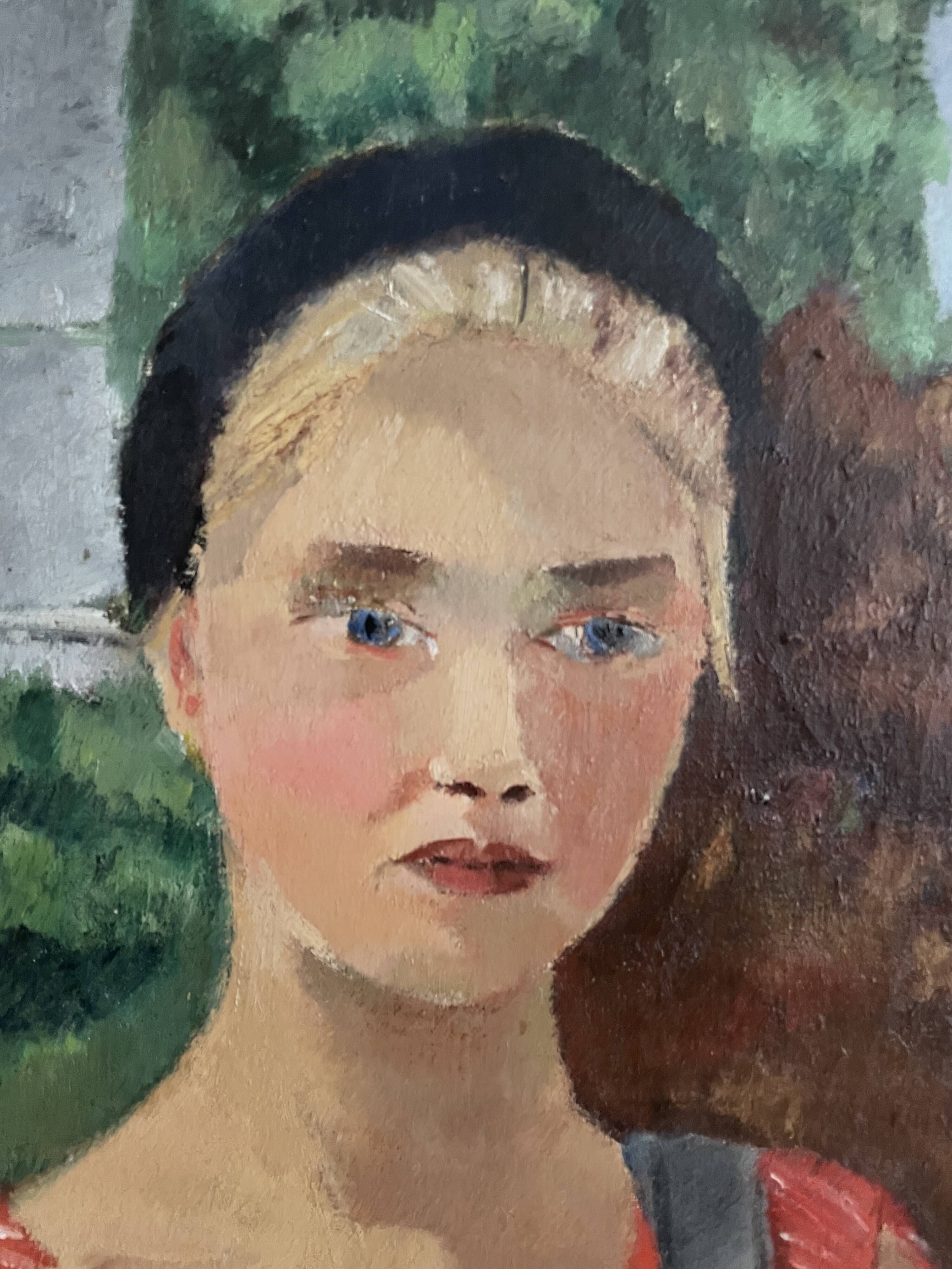Portrait of a woman, Oil on canvas, Th. Lantz