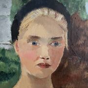 Portrait de femme, Huile sur toile, Th. Lantz