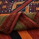 Navy Blue Orange Square Antique Kilim Rug, 128x128Cm