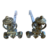 Chenets anciens en bronze et fonte