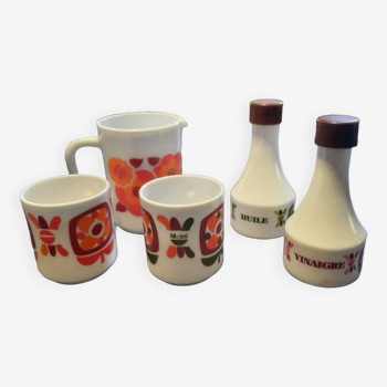 Pichet mobil, 2 mugs et huilier vinaigrier