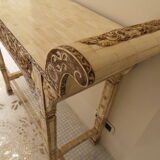 Console carved in wood and white bone