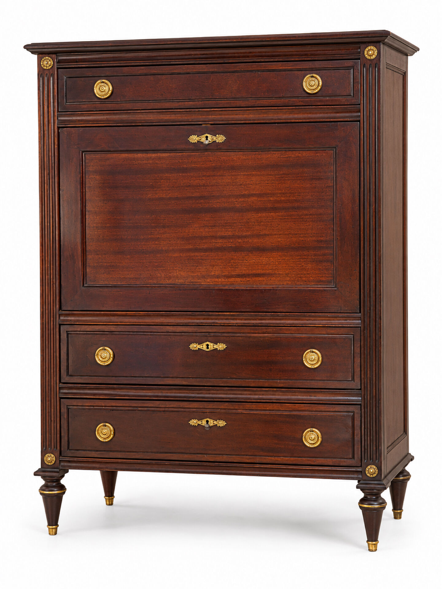 Secretary with a drop-leaf in mahogany in the Louis XVI style.