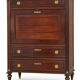 Secretary with a drop-leaf in mahogany in the Louis XVI style.