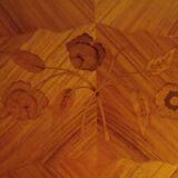 Louis XV style bedside table with varnished marquetry.