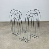 Postmodern chrome metal magazine rack from the 80s