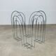 Postmodern chrome metal magazine rack from the 80s