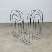 Postmodern chrome metal magazine rack from the 80s