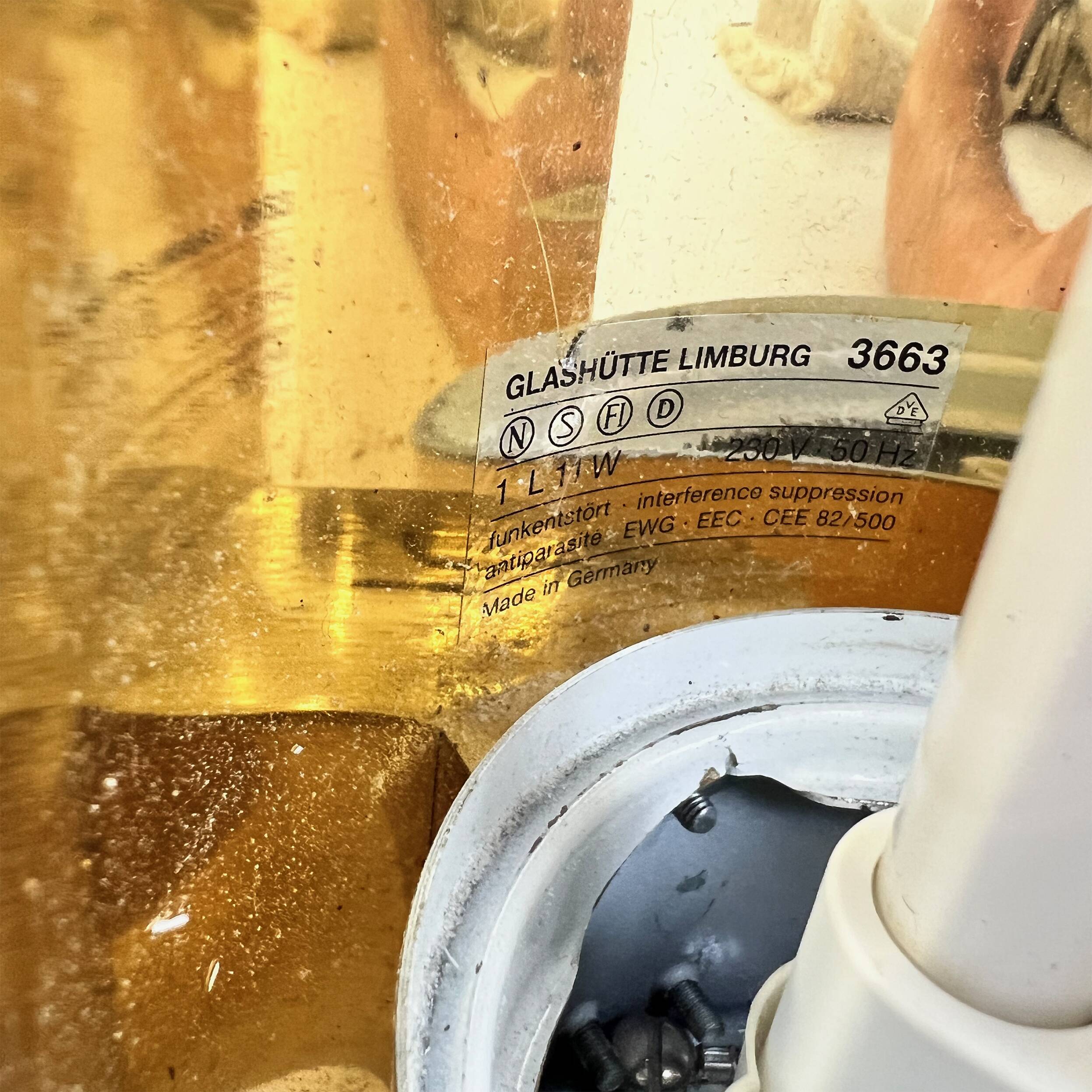 Hollywood Regency Set of 2 Brass and Opaline Glass Scones from Glashütte Limburg, 1970s