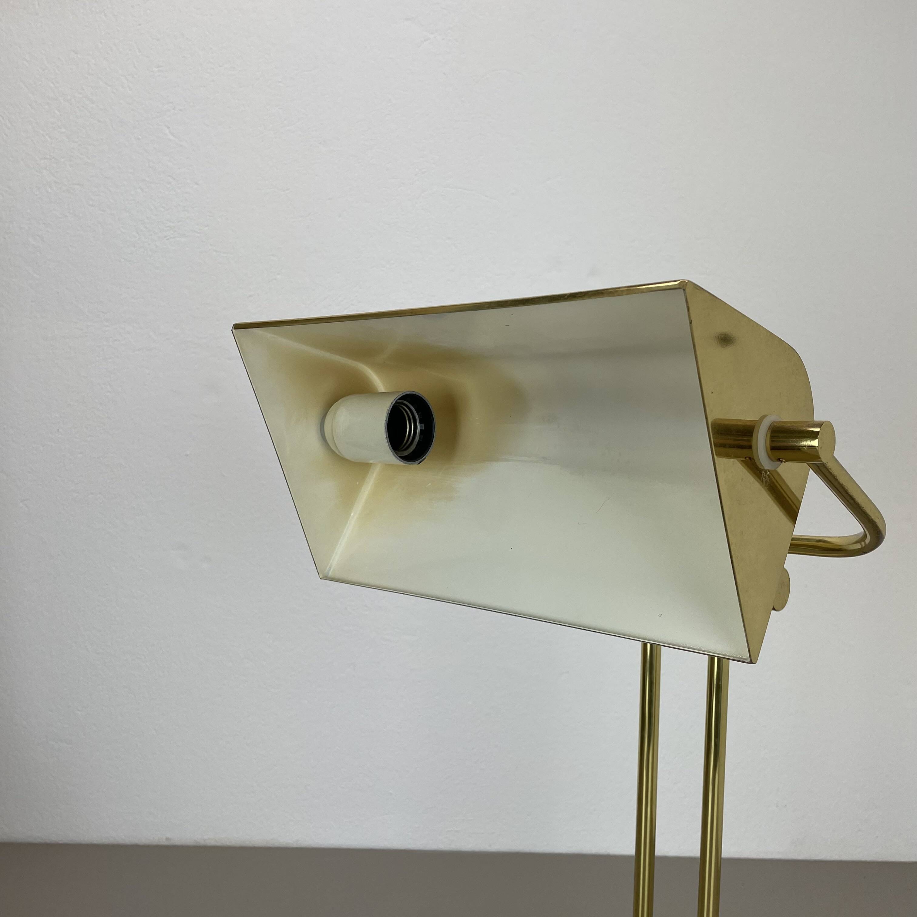 Modernist Travertine and Brass Table Light by Hillebrand Leuchten, Germany, 1980