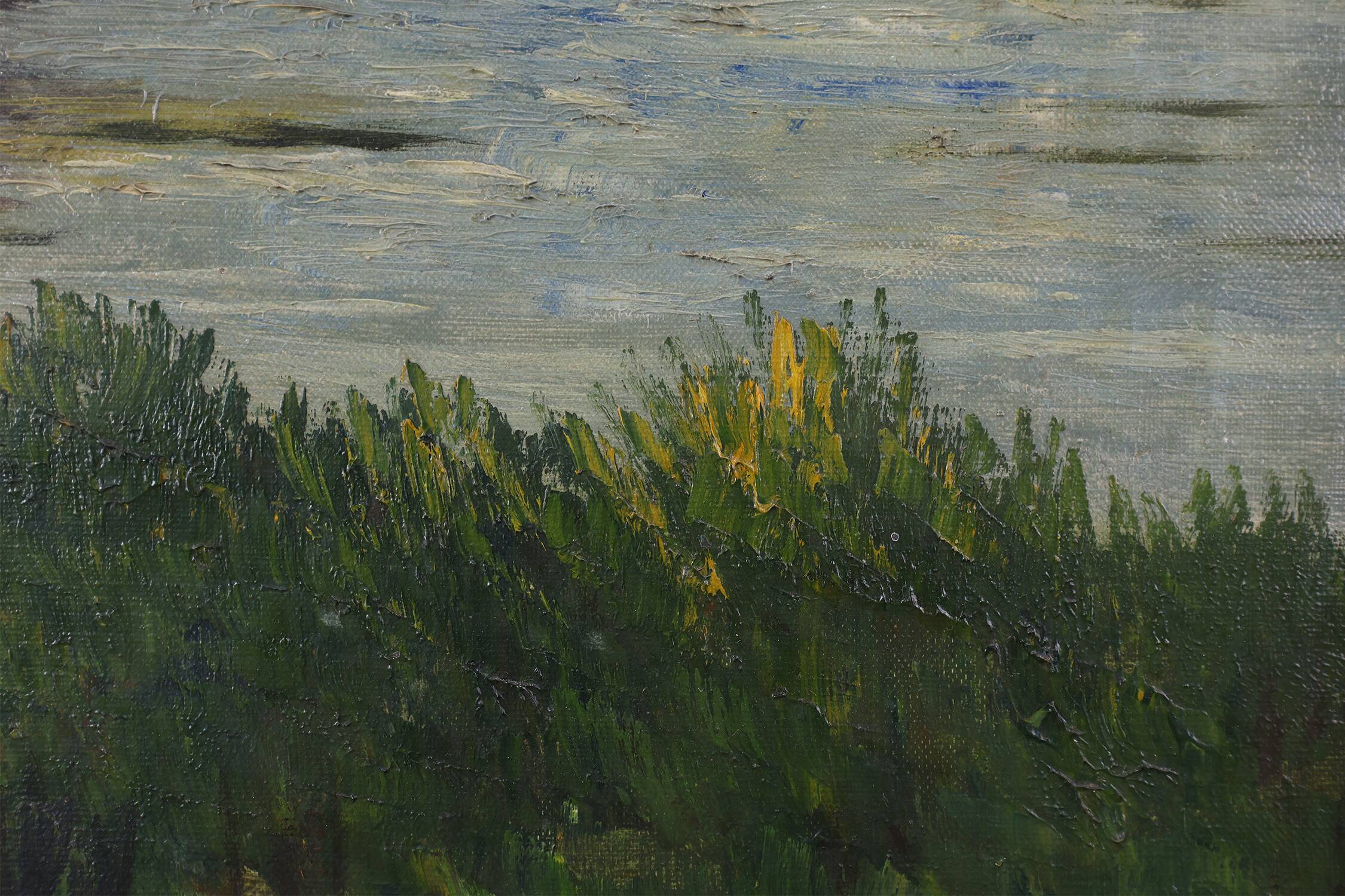 Signed 20th Century Rustic Landscape Painting the Smedepoort Bruges, Belgiu