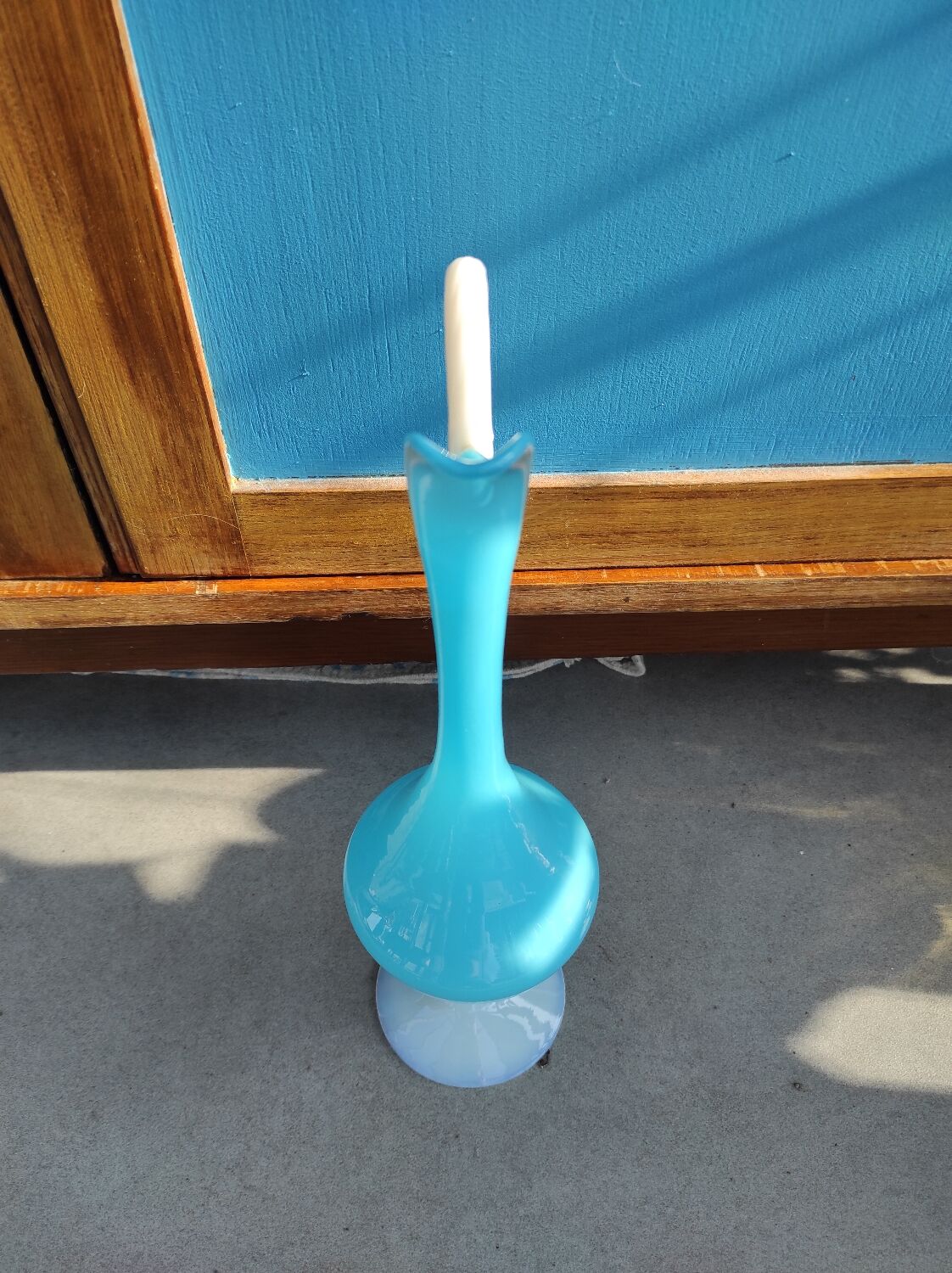 Murano blue opaline carafe vase