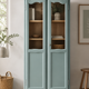 Vintage grey-green glass cabinet from the 1960s.