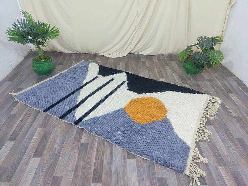 Traditional handwoven Berber rug, size 100 x 200 cm