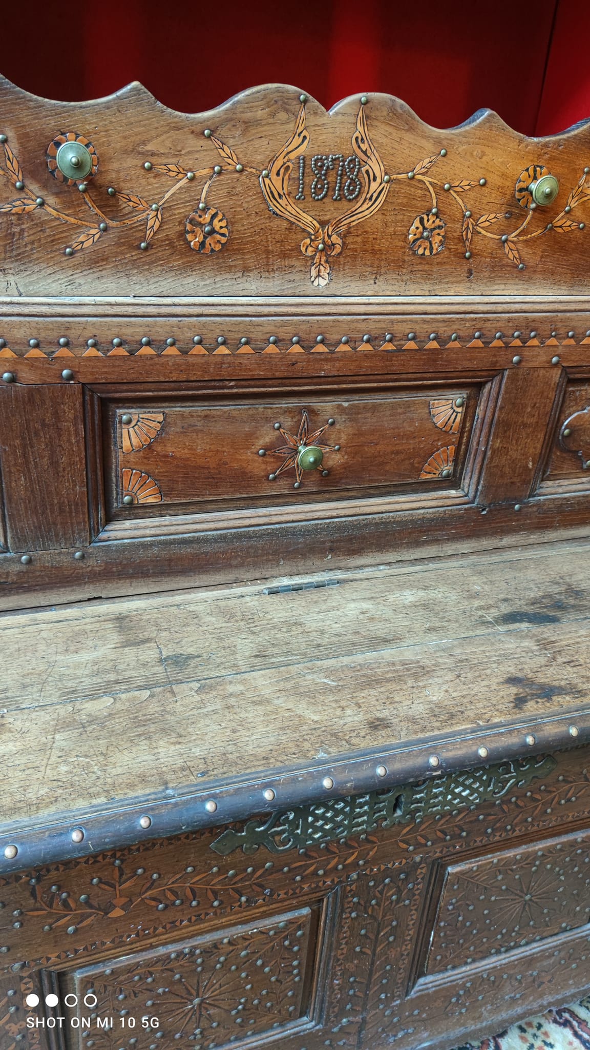 Two-part Breton chestnut cabinet dating from 1878