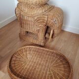 Pair of rattan elephant tables