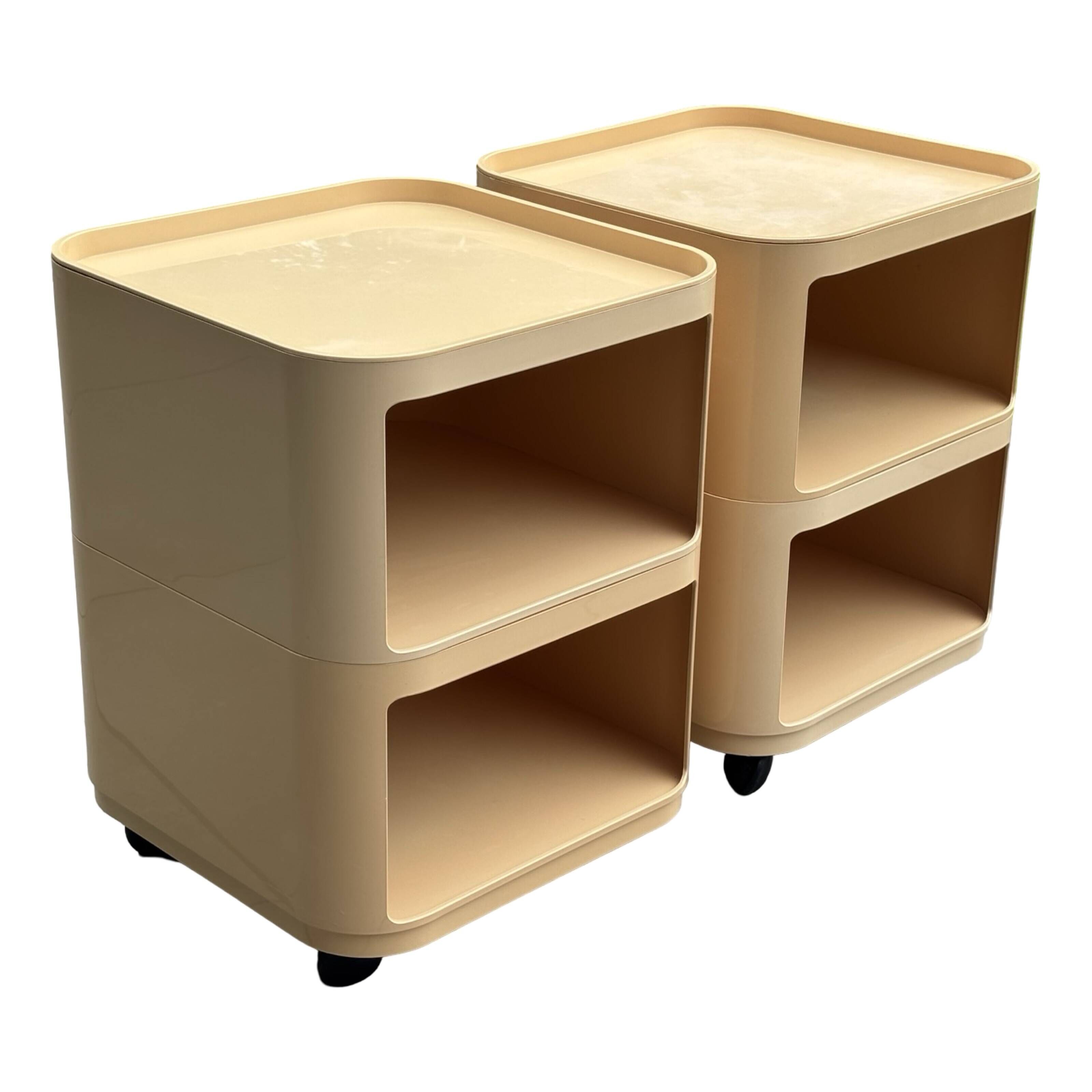 Ensemble vintage de deux chariots Kartell Componibili 4970 par Anna Castelli