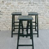 3 high bar stools, wooden, handle