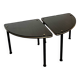 Pair of vintage 1960s side tables – wood veneer & brass, metal legs