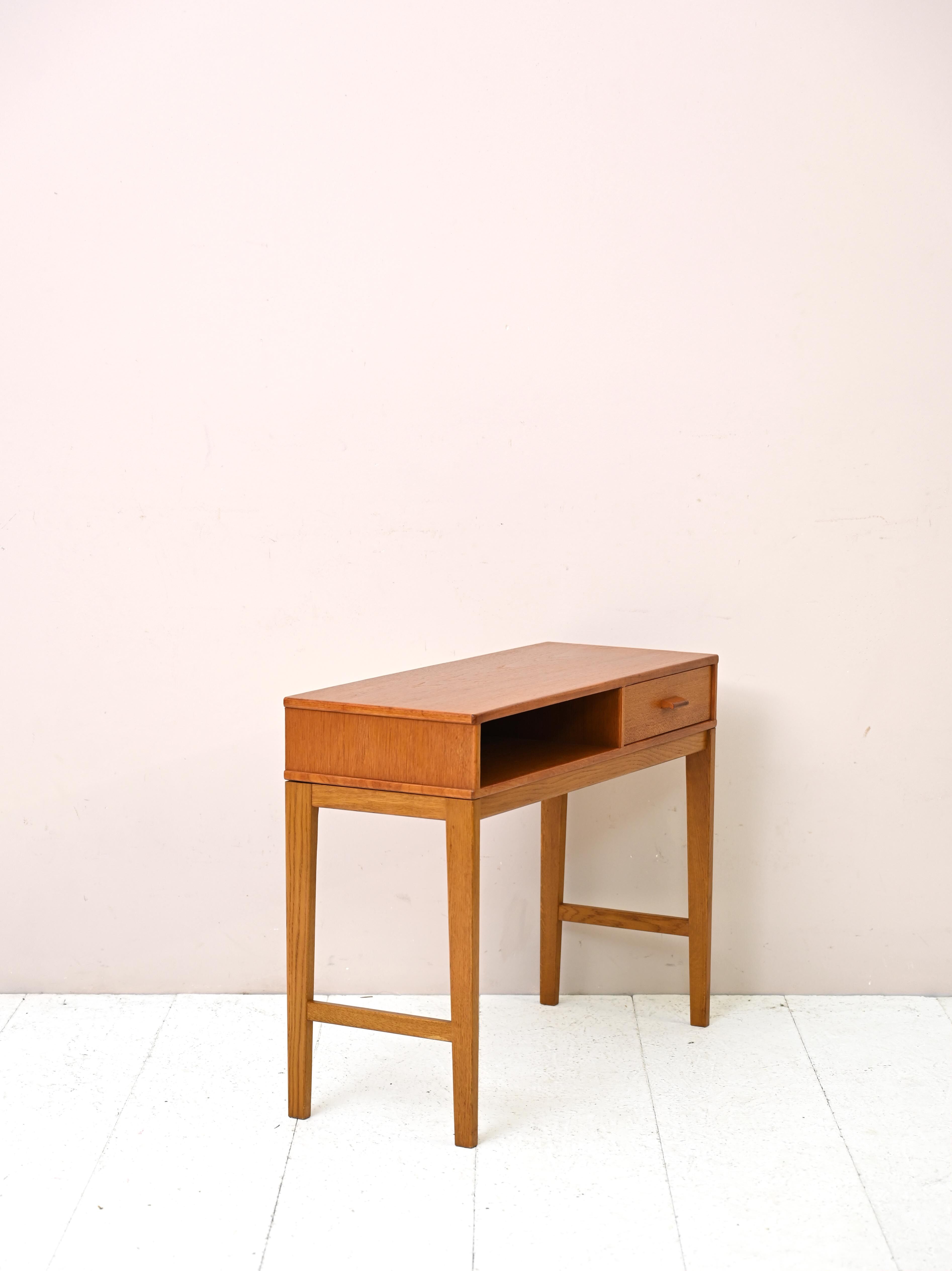 Vintage teak console with drawer