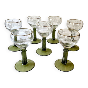 7 verres à vin d'Alsace - pieds