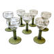 7 verres à vin d'Alsace Roemer, pieds gradins vert mousse et liseré doré