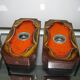 Set of 2 German Orange Lava Ceramic Wall Lamps from the 1960s / 70s Pan Keramik