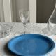 Set of 2 sky blue plates, one slotted