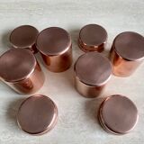 Set of 4 covered copper pots