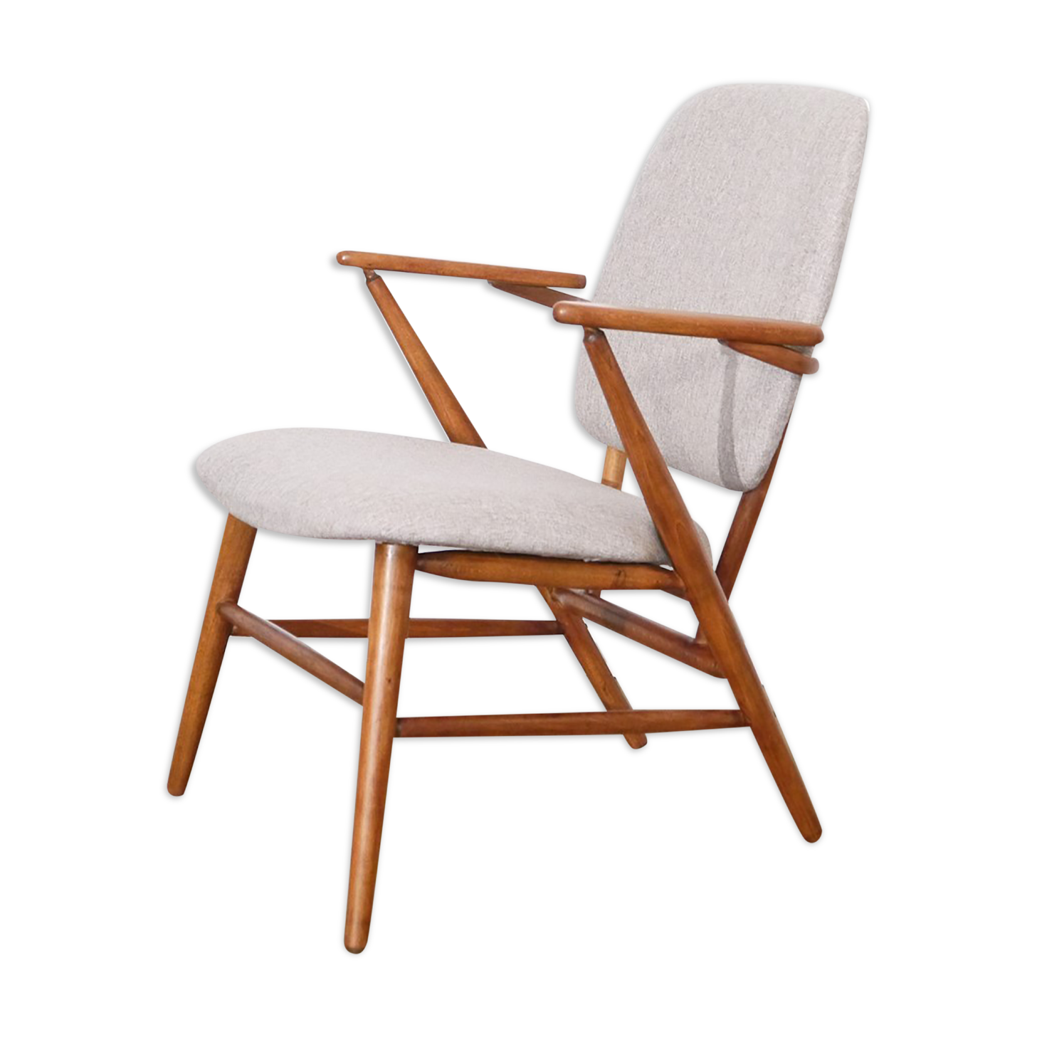 Fauteuil vintage scandinave en bois 1950
