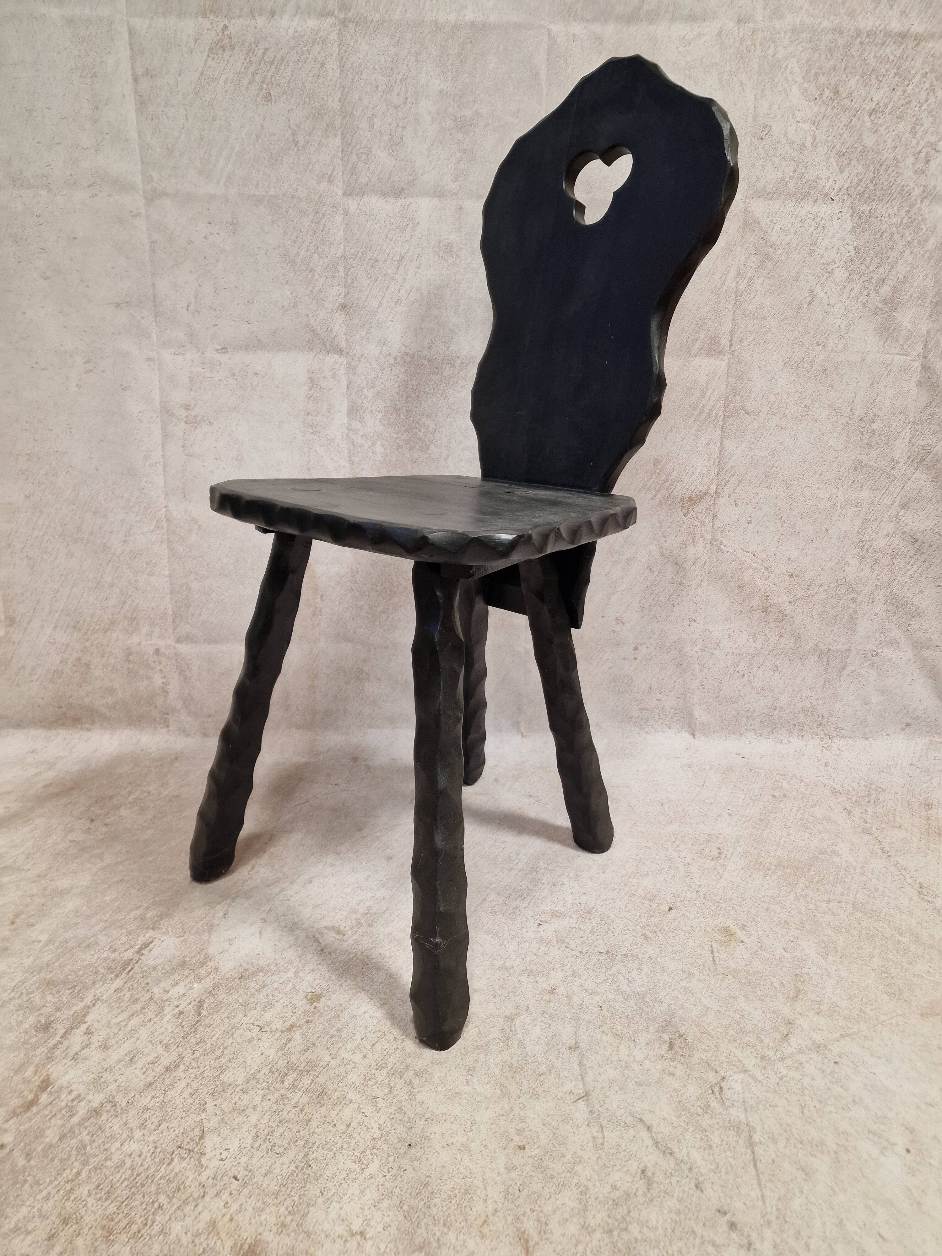 Black wooden brutalist chair