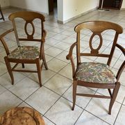 Pair of bridge armchairs in solid cherry wood