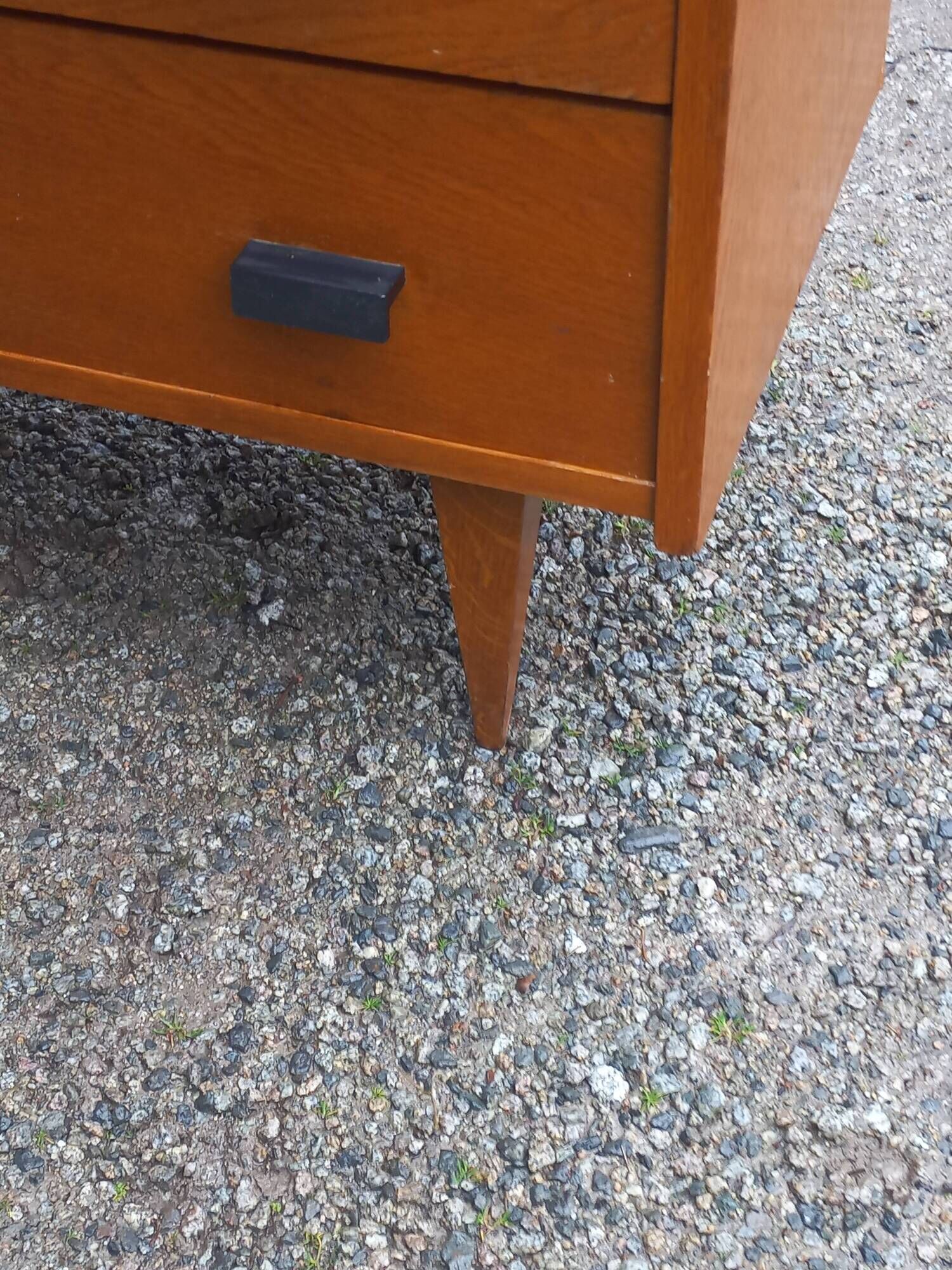 Vintage chest of drawers in gilded oak from the 50s 3 drawers feet bobbin