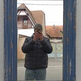 Old blue wooden mirror