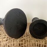 Black wooden candlesticks
