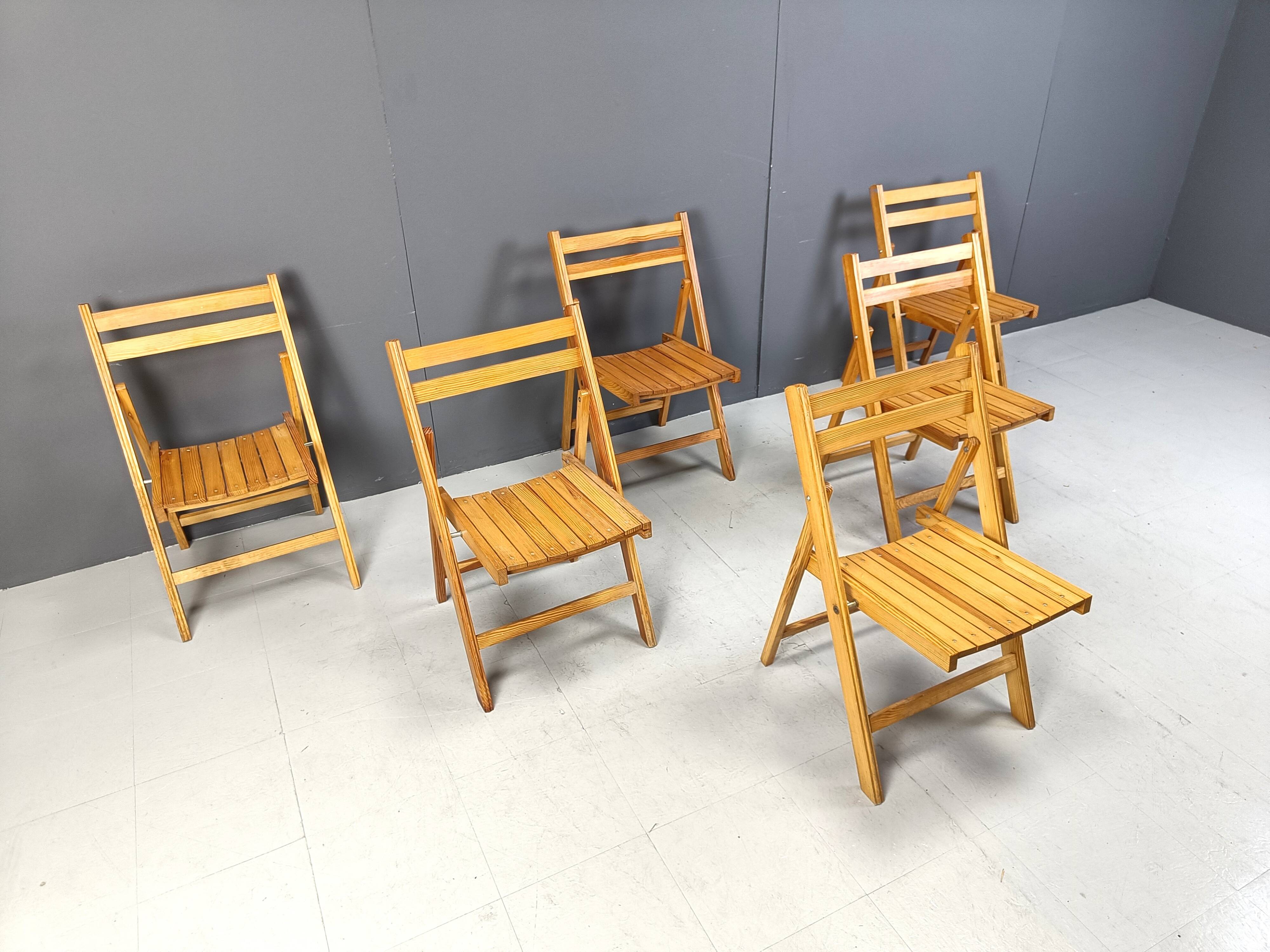 Mid century wooden folding chairs, 1950s - set of 6