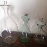 3 biberons de berger anciens en verre soufflé
