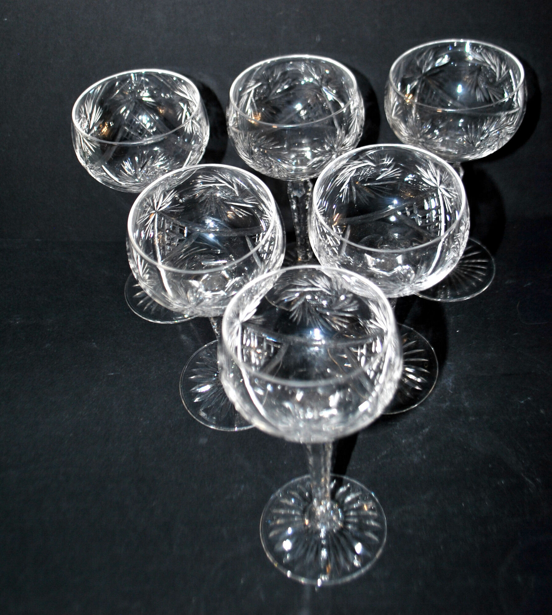 SAINT-LOUIS Balloon Wine Glass ROEMER in cut crystal star 1930 H14.5cm