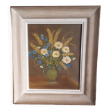 Tableau à l'huile ancien, bouquet de fleurs