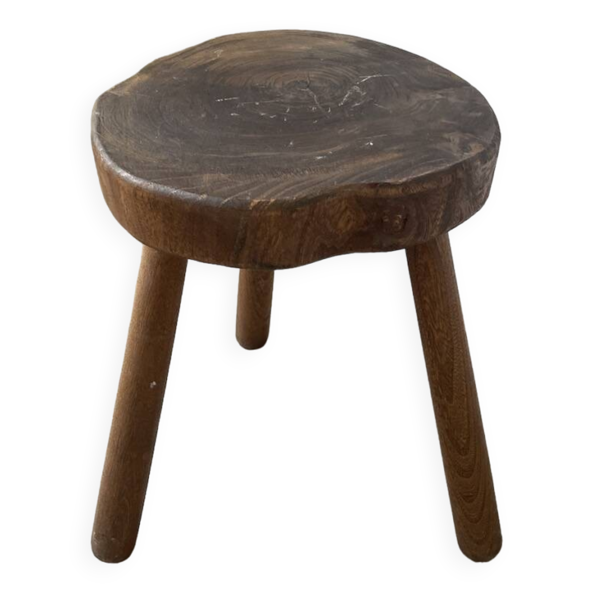 50s tripod oak stool