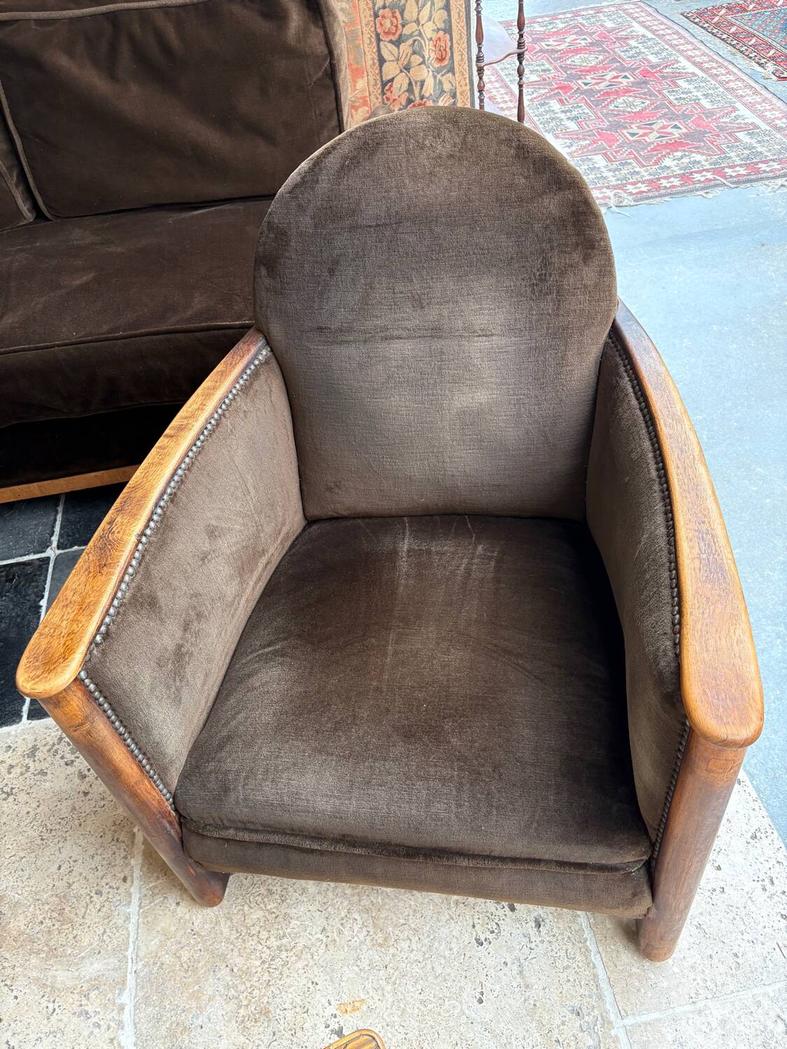 Brown velvet living room