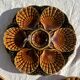 Set of 12 oyster or shell plates in glazed brown ceramic D