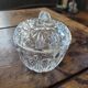 Sucrier, bonbonnière en verre pressé diamant – circa 1950