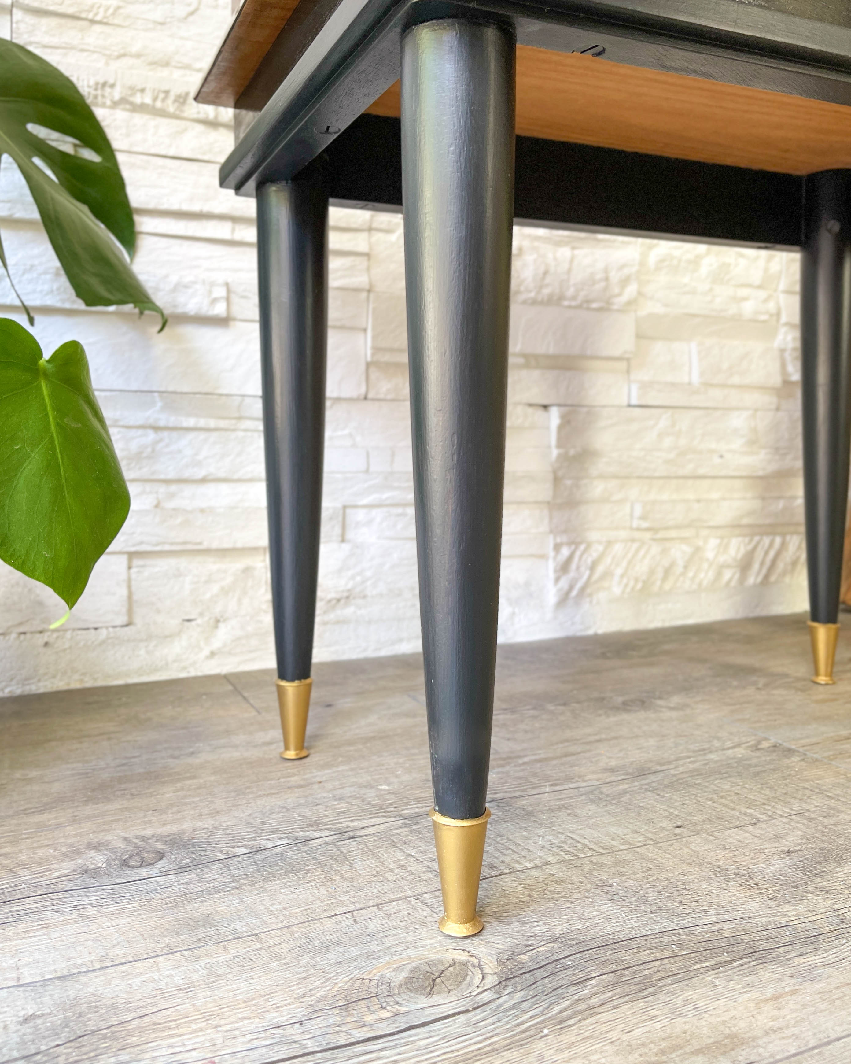 Chevet vintage style Art déco bois et laiton NF 125